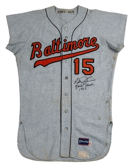 1968 Davey Johnson Game Used and Signed Orioles Road Jersey (MEARS A9.5 & PSA/DNA)